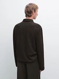 Textured long sleeve polo shirt