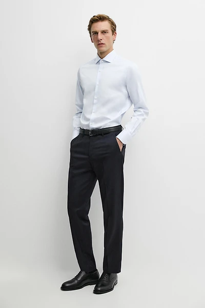 Slim fit 100% cotton double stripe shirt