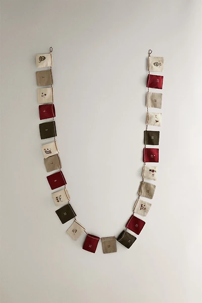 CHRISTMAS EMBROIDERED ADVENT CALENDAR GARLAND