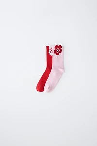 TWO-PACK OF HIBISCUS MID-CALF SOCKS