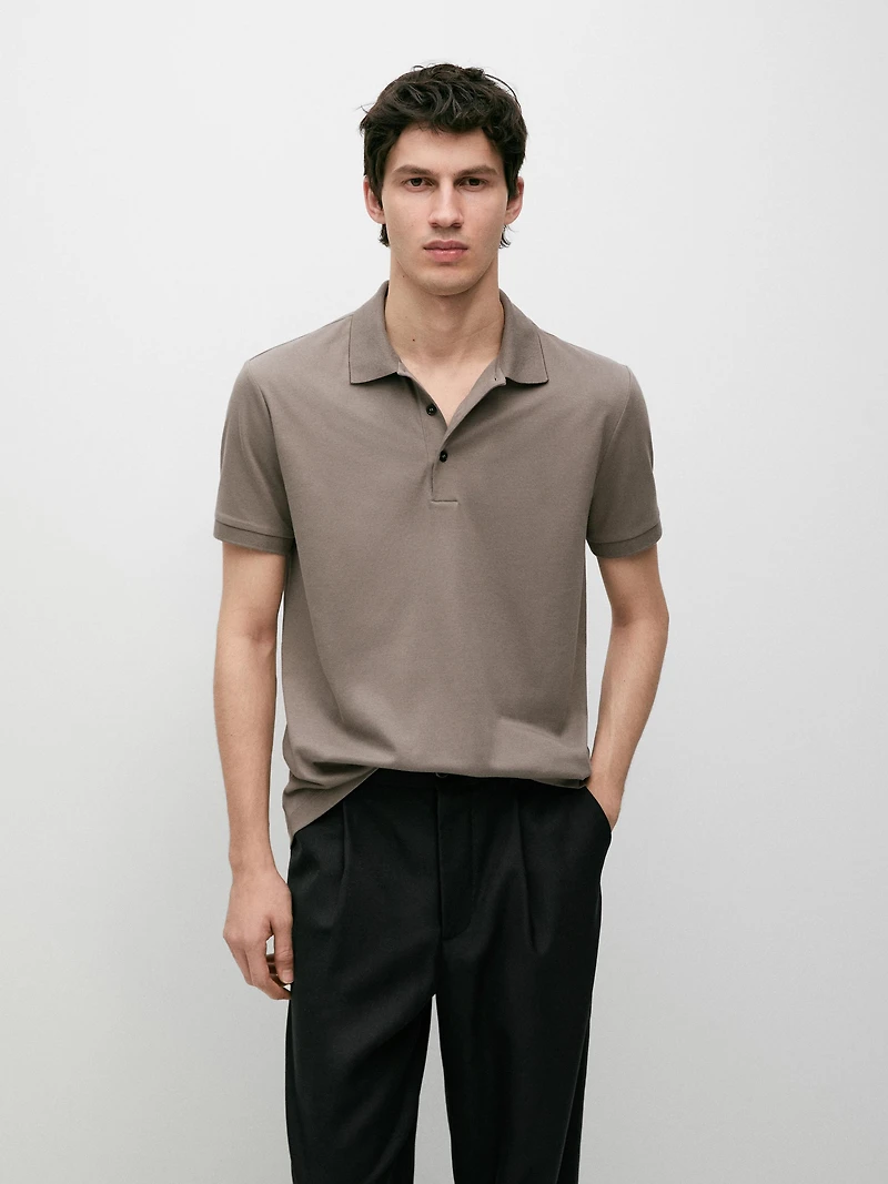 Cotton blend short sleeve polo shirt
