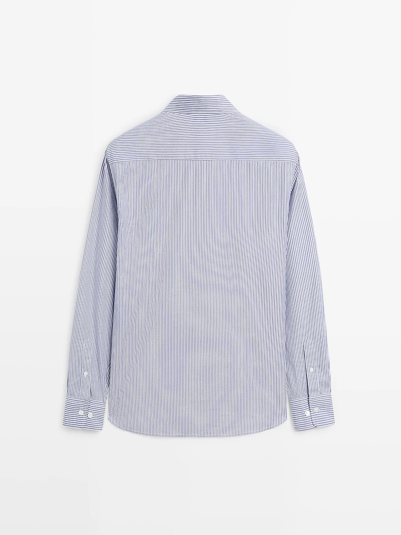 Regular fit striped poplin shirt