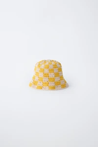CHAPEAU BOB EN MAILLE CROCHET DAMIER