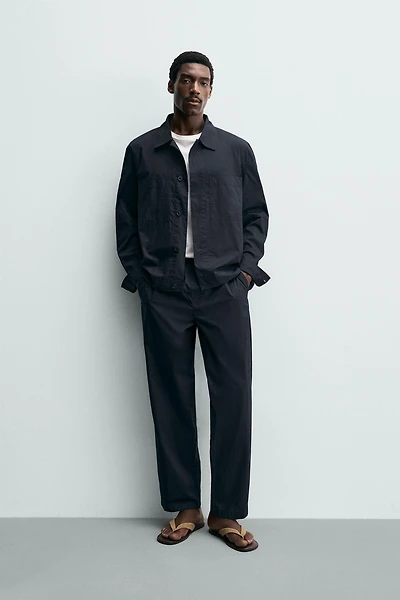 STRAIGHT FIT POPLIN PANTS