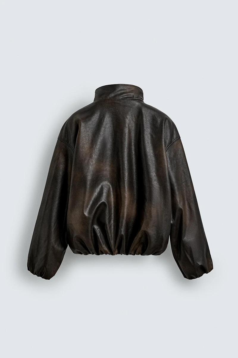 WASHED FAUX LEATHER JACKET