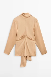 Flowing satin blouse with tie detail - STUDIO