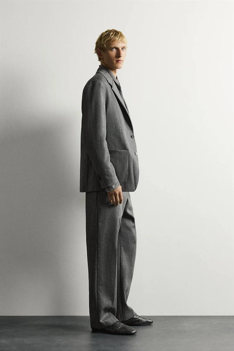 RELAXED FIT 100% WOOL SUIT BLAZER