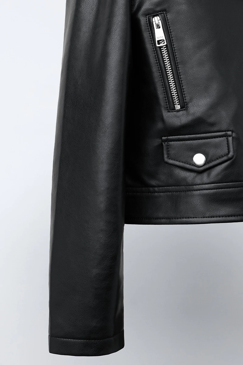 FAUX LEATHER BIKER JACKET