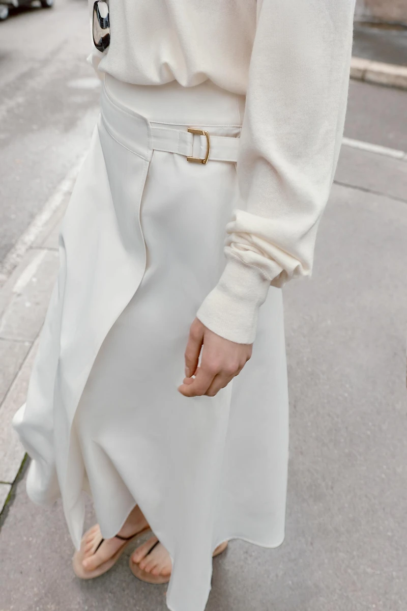BUCKLE PAREO MIDI SKIRT