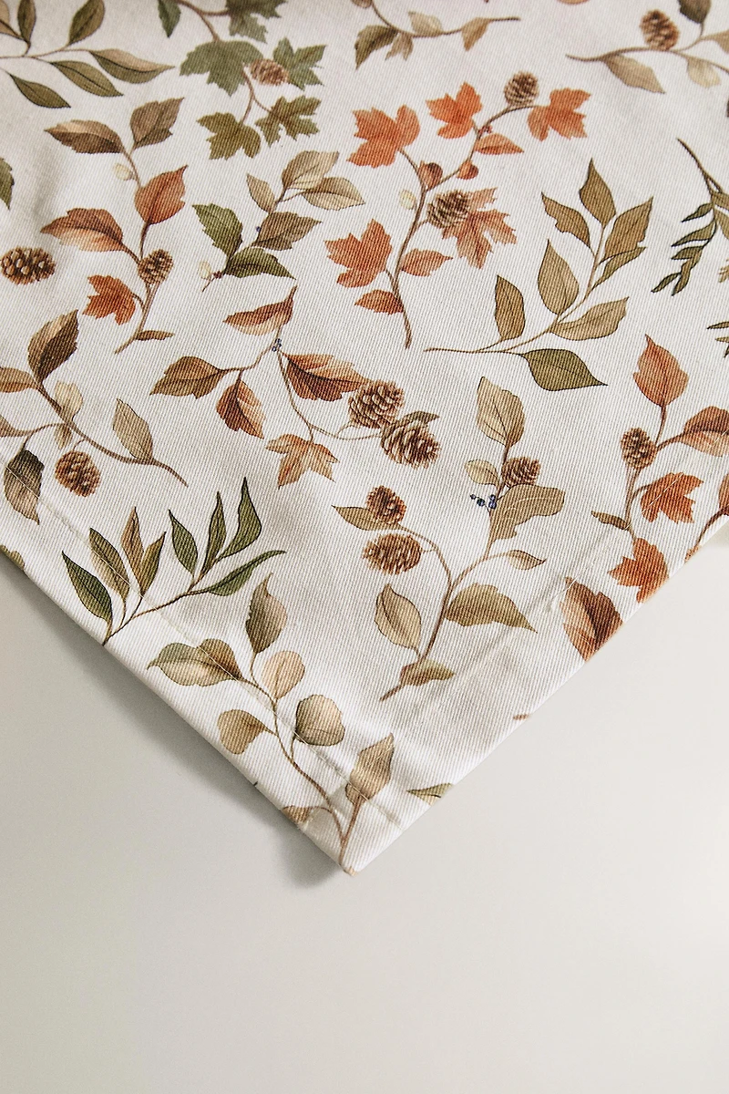 RESIN-COATED COTTON TABLECLOTH WITH LEAVES