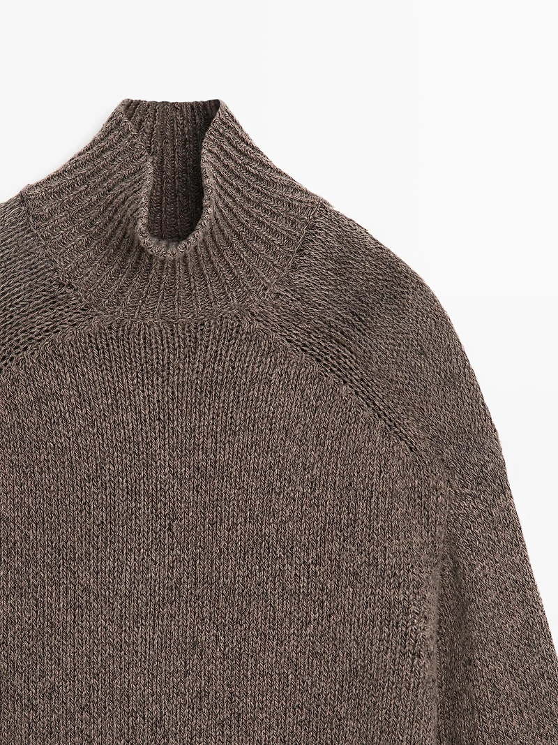 Knit high neck melange sweater - LIMITED