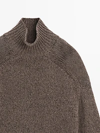 Knit high neck melange sweater - LIMITED