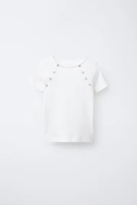 RIBBED BUTTON T-SHIRT