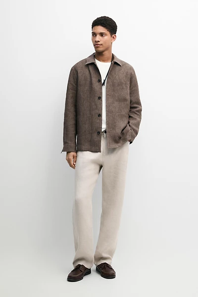 Faded linen overshirt with pocket details