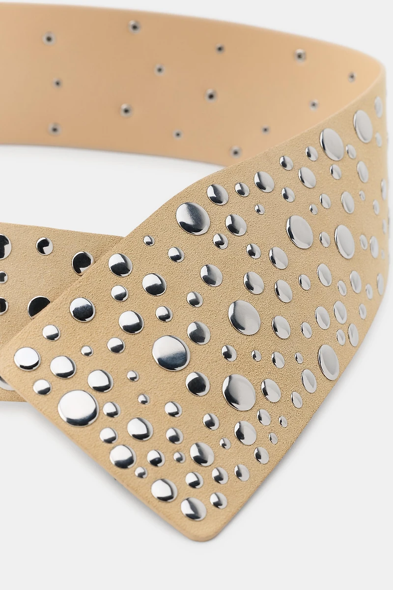100% LEATHER WAIST BELT WITH STUDS