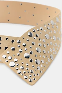 100% LEATHER WAIST BELT WITH STUDS