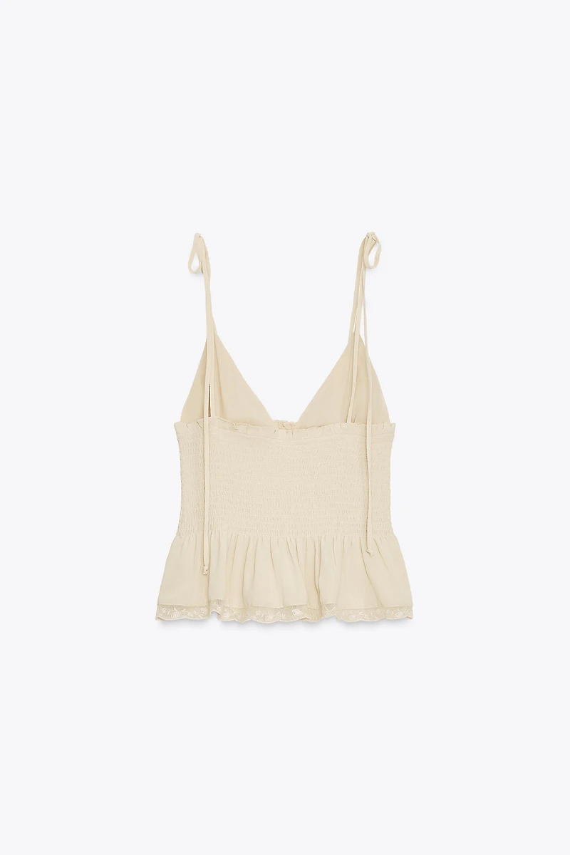 SMOCKED COMBINATION TOP
