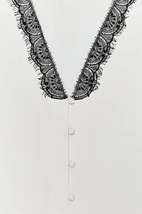 CONTRAST LACE SATIN EFFECT BLOUSE