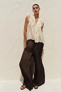 SEMI-SHEER RUFFLED TOP