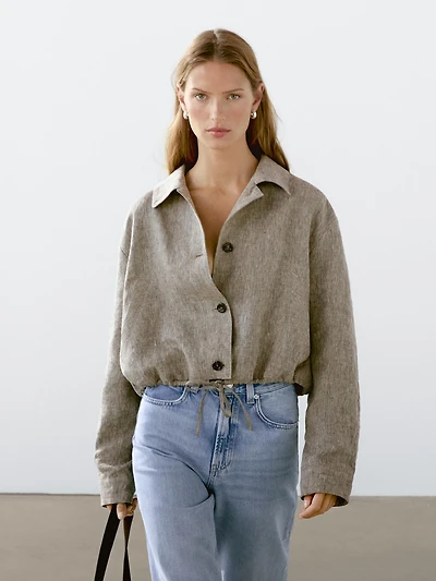 100% linen bomber jacket