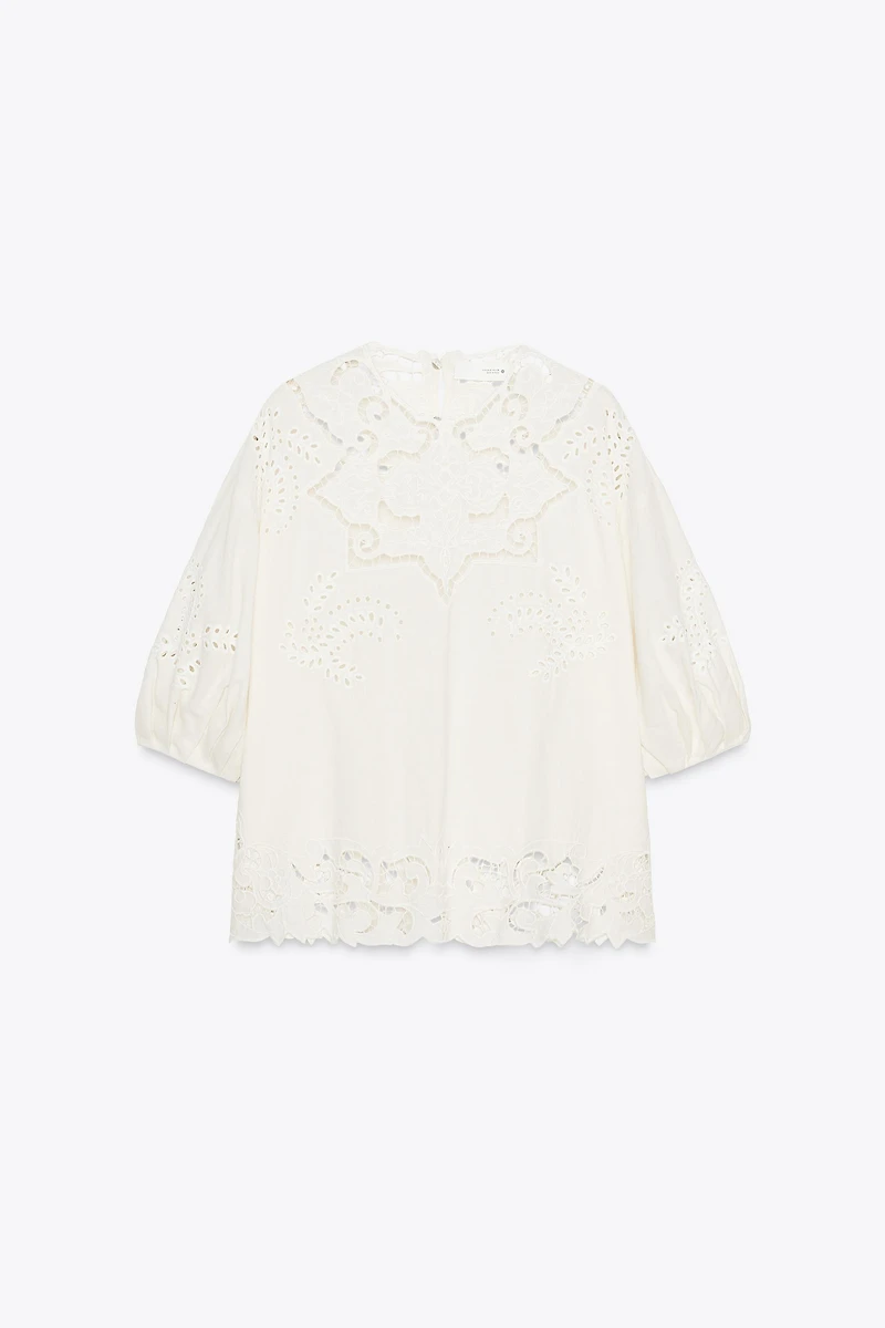 ZW COLLECTION EYELET EMBROIDERED BLOUSE