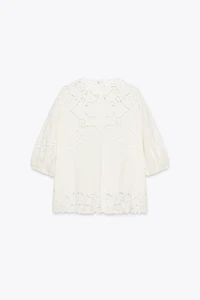 ZW COLLECTION EYELET EMBROIDERED BLOUSE