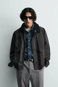 WAXED FINISH COMBINATION COLLAR JACKET