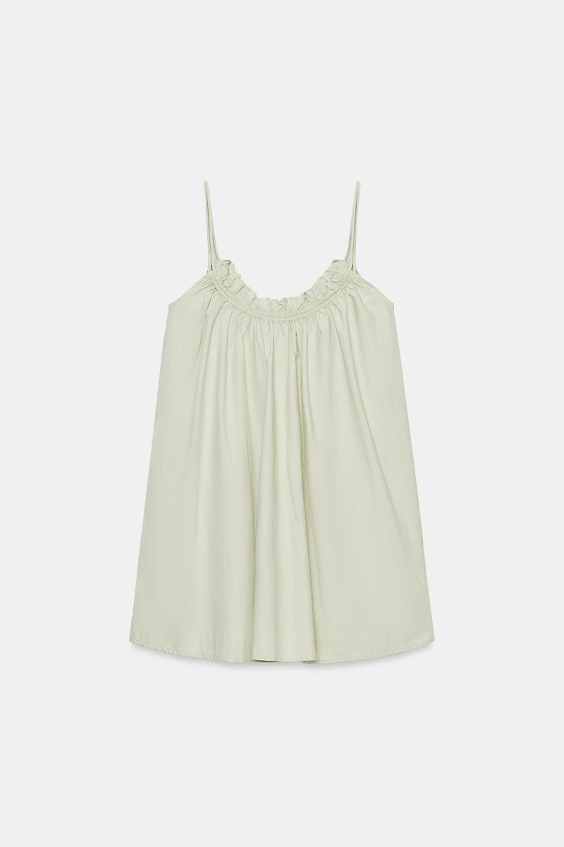 POPLIN STRAP MINI DRESS