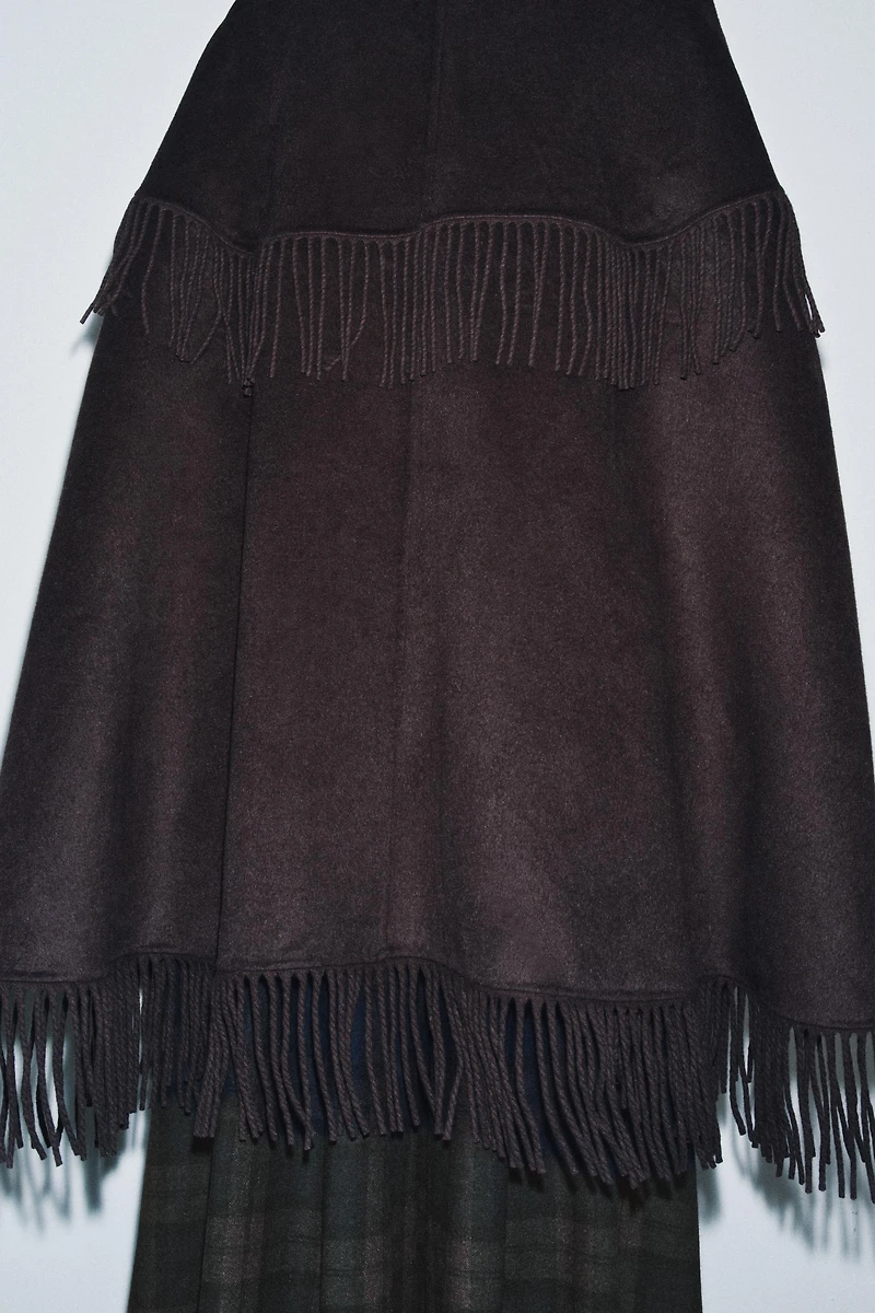 WOOL FRINGED CAPE