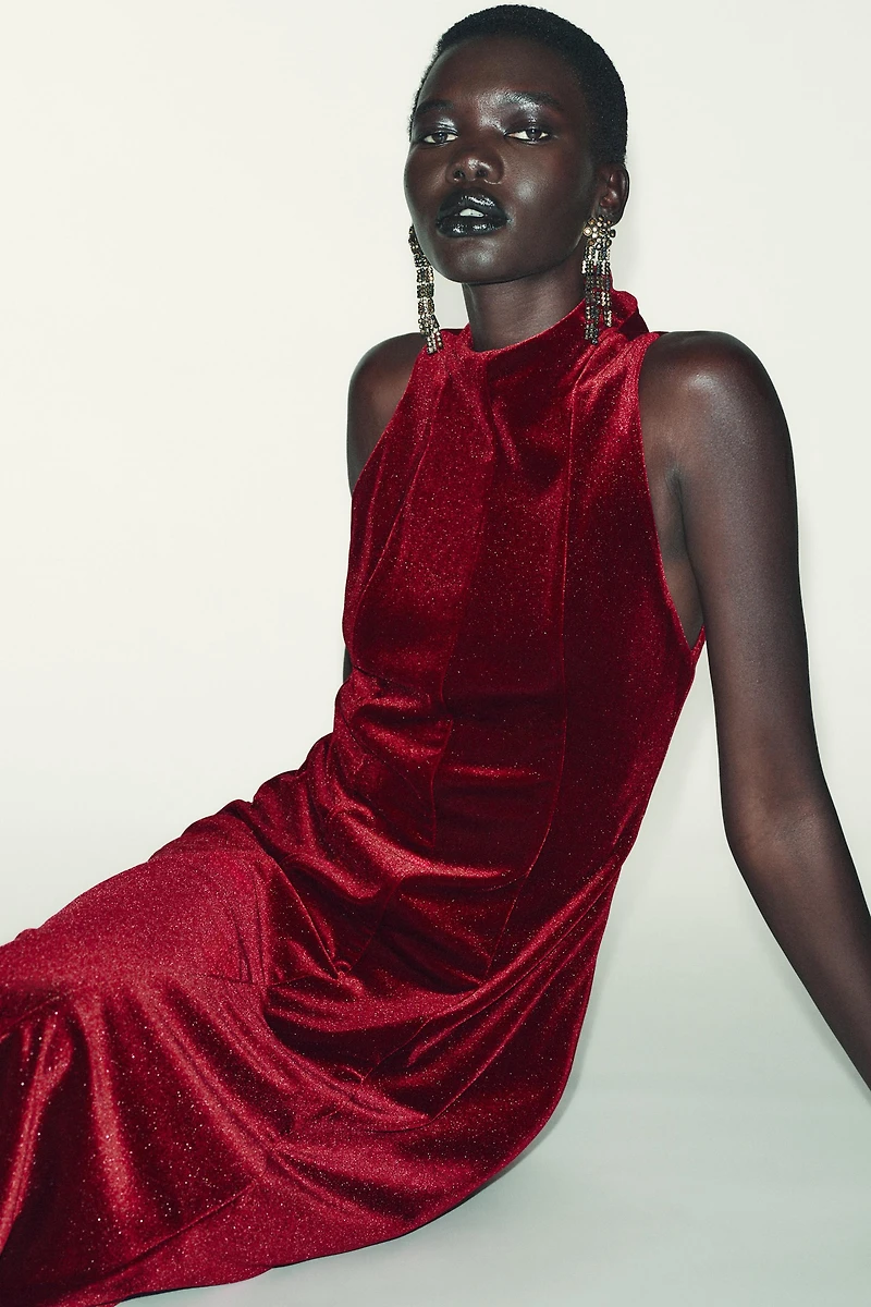 ROBE MI-LONGUE EN VELOURS