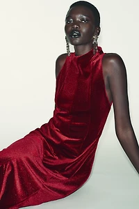 ROBE MI-LONGUE EN VELOURS