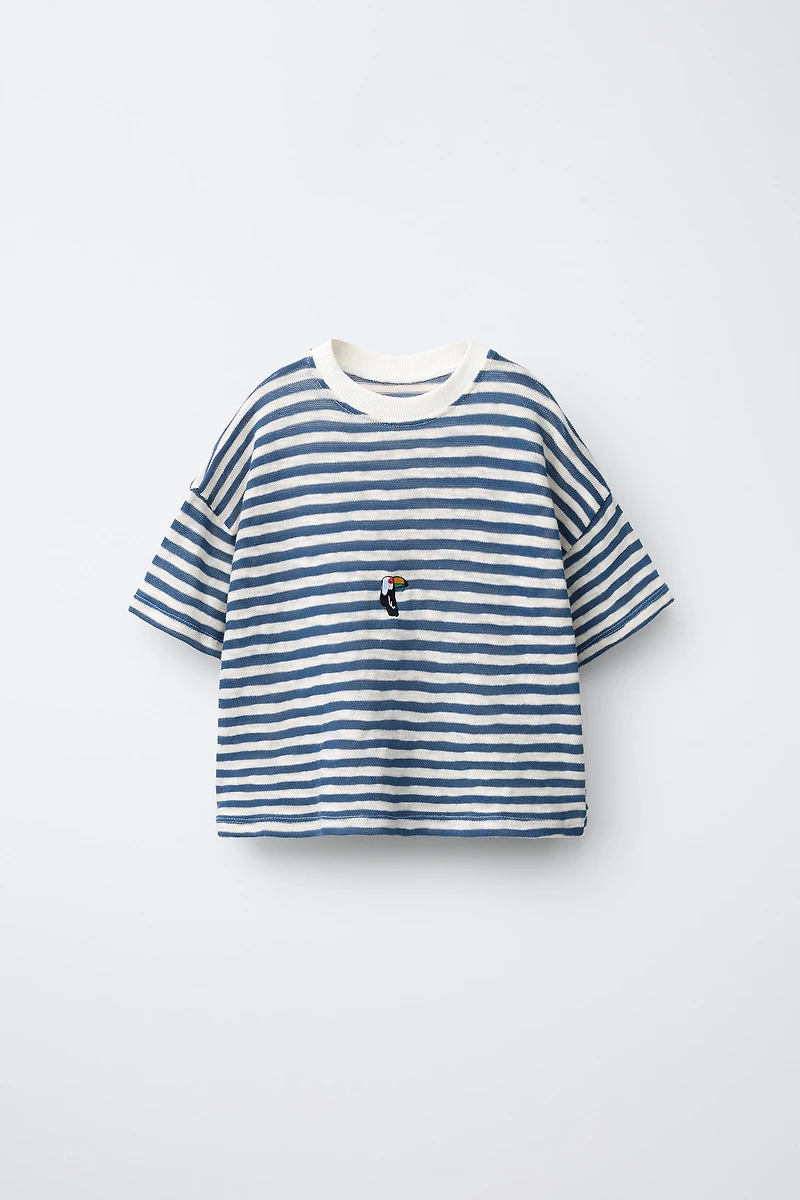 T-SHIRT RAYURES BRODÉ