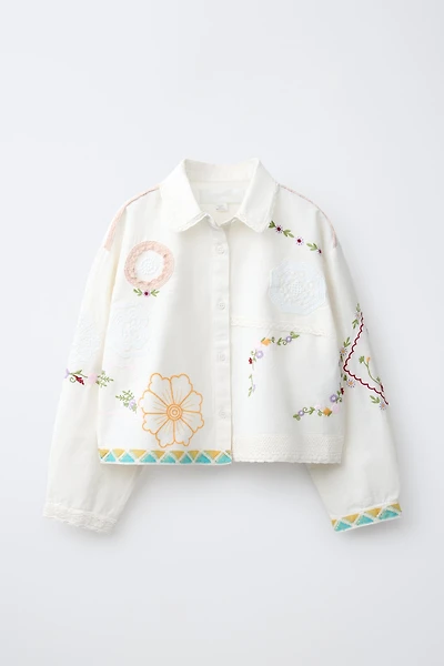 CHEMISE BRODERIES AVEC COTON ET LIN