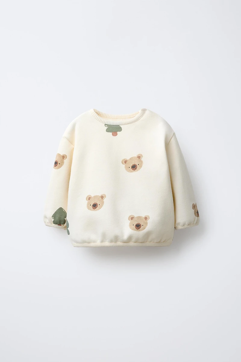 FOREST AND BEAR PRINT SWEATSHIRT