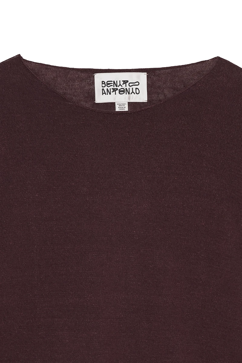 CROPPED FIT LINEN-WOOL BLEND SWEATER