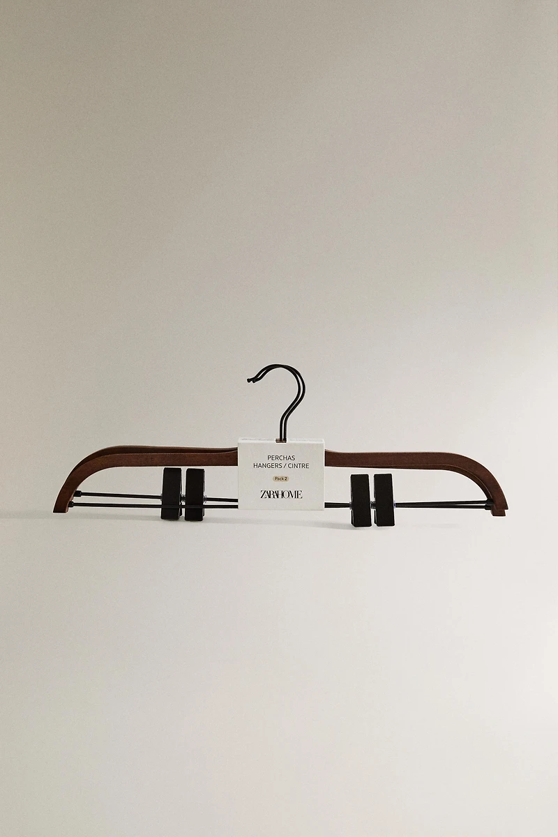 WOOD FINISH SKIRT HANGERS (PACK OF 2)
