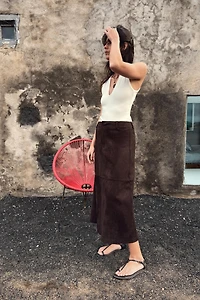 FAUX SUEDE CAPE SKIRT
