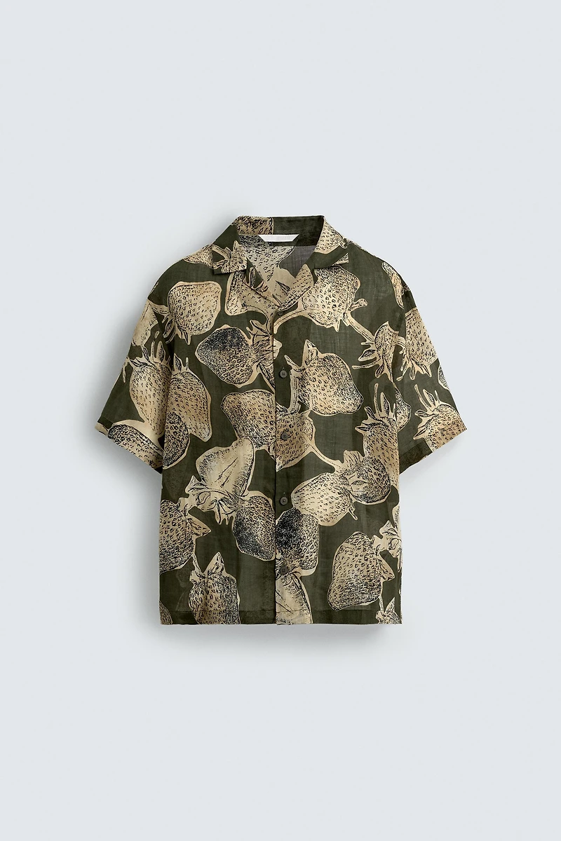 STRAWBERRY PRINT 100% RAMIE SHIRT