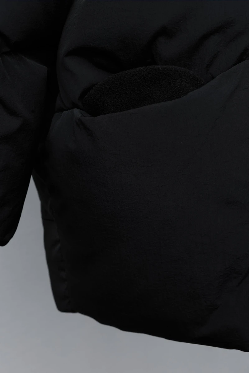 WATER REPELLENT 50% FEATHER AND DOWN PUFFER COAT WITH REMOVABLE FAUX FUR HOODIE