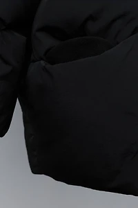 WATER REPELLENT 50% FEATHER AND DOWN PUFFER COAT WITH REMOVABLE FAUX FUR HOODIE