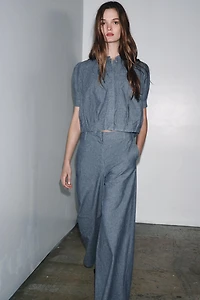 ZW COLLECTION PLEATED DENIM SHIRT