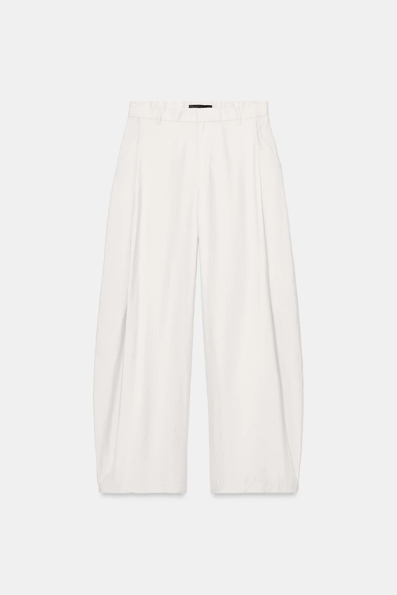 PANTALON FLUIDE À PLIS ET RAYURES