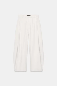 PANTALON FLUIDE À PLIS ET RAYURES