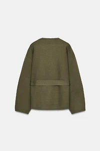 BELTED SHORT KNIT COAT