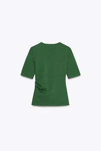 RUCHED INTERLOCK T-SHIRT