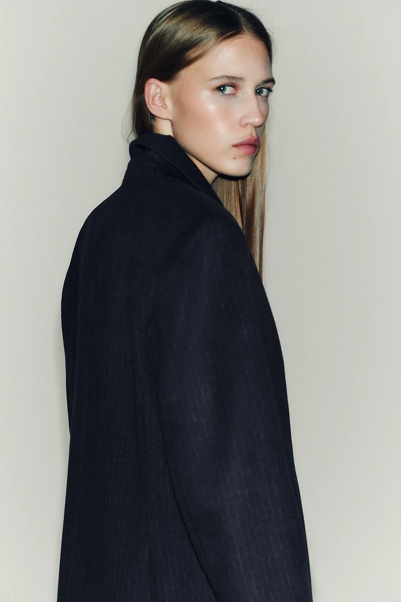 WOOL BLEND PINSTRIPE BLAZER