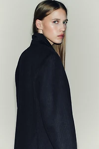 WOOL BLEND PINSTRIPE BLAZER