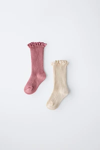 LOT DE DEUX PAIRES CHAUSSETTES EN DENTELLE