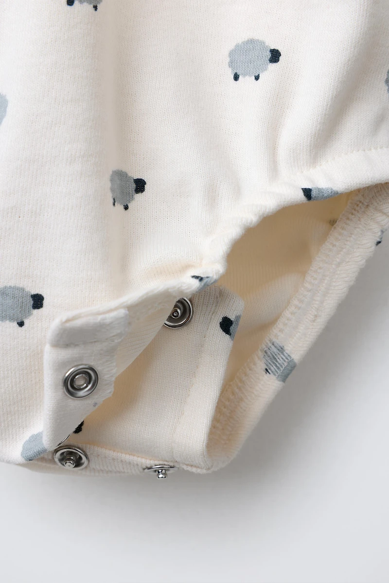 SHEEP PRINT BODYSUIT AND FOOTED PANTS SET