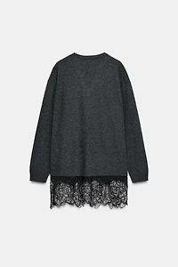 LONG COMBINATION LACE KNIT JUMPER